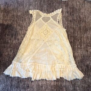 Free People Cream Lace Mini Dress